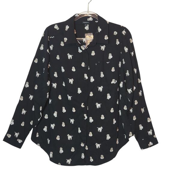Torrid Lizzie Dog Button Up Black Shirt Long Sleeve Casual Workwear Size 00/10 - Picture 15 of 15